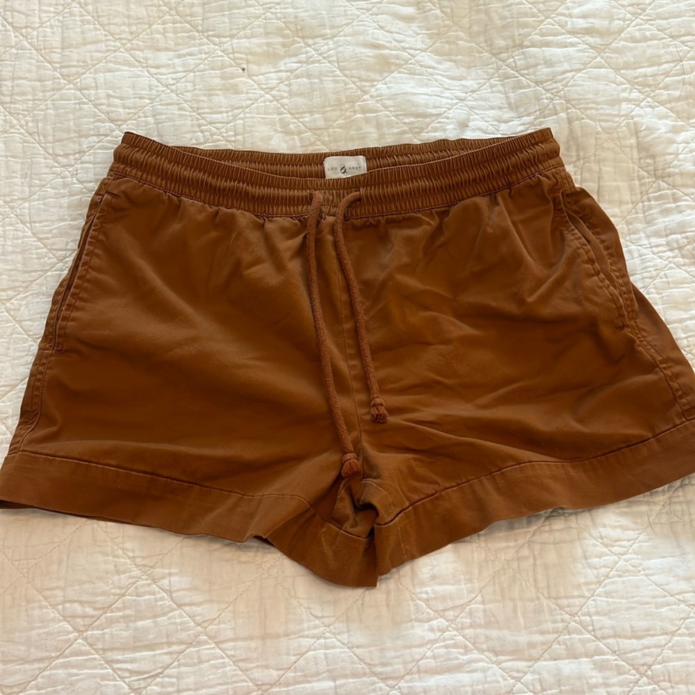 Rust drawstring shorts